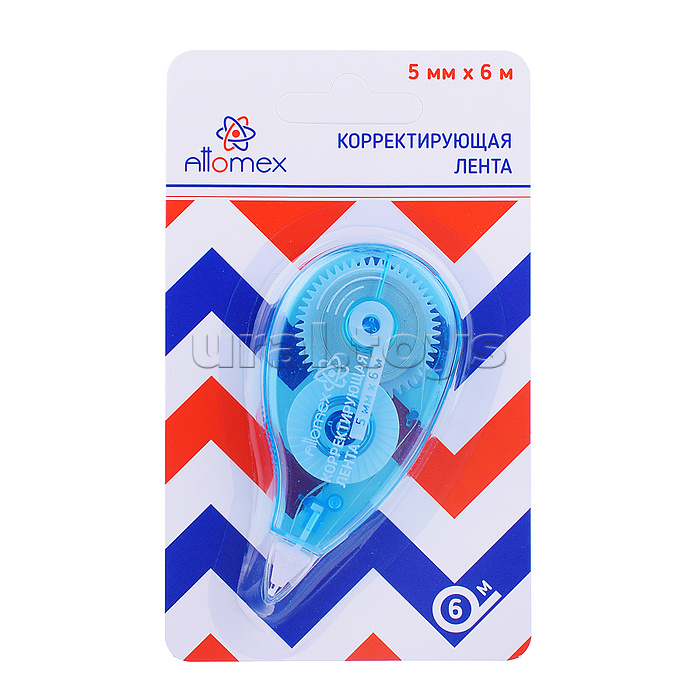 Корректирующая лента 5 ммx06м, регулировка натяжения ленты, синий прозрачный корпус Корректирующая лента 5 ммx06м, регулировка натяжения ленты, синий прозрачный корпус