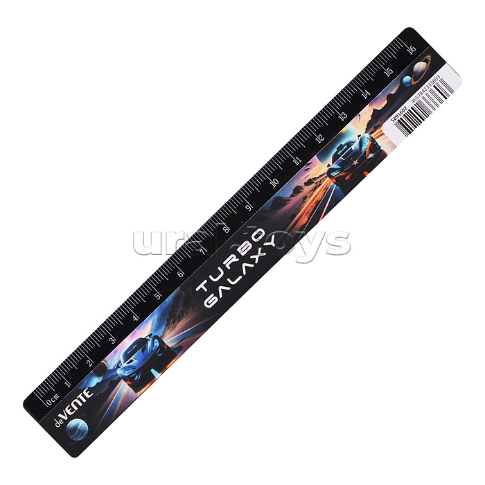 Линейка пластиковая "Turbo Galaxy" 16 см, с дизайном, с индивидуальной маркировкой, с цветным стикером