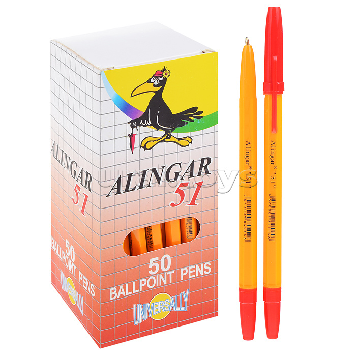 
Ручка шариковая "51" 0,1 мм, красная, шестигранный, оранжевый, пластиковый корпус