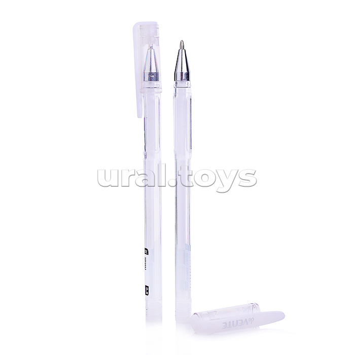 Ручка гелевая "Moonlight" d=0,8 мм, белые чернила с эффектом Highlighter, для рисования на черной бумаге, прозрачный корпус с металлическим наконечником, сменный стержень, индивидуальная маркировка