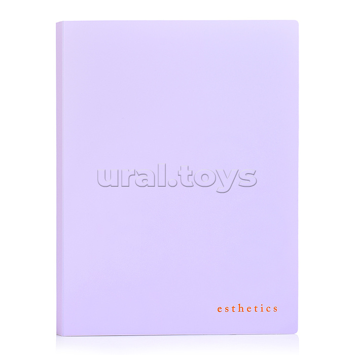 Папка с 020 вкладышами A5 "Esthetics" A5 (165x220x10 мм) полипропилен 700 мкм, фактура "soft-touch" вкладыши 30 мкм, внутренний карман 160 мкм, индивидуальная упаковка, непрозрачная лавандово-пепельная