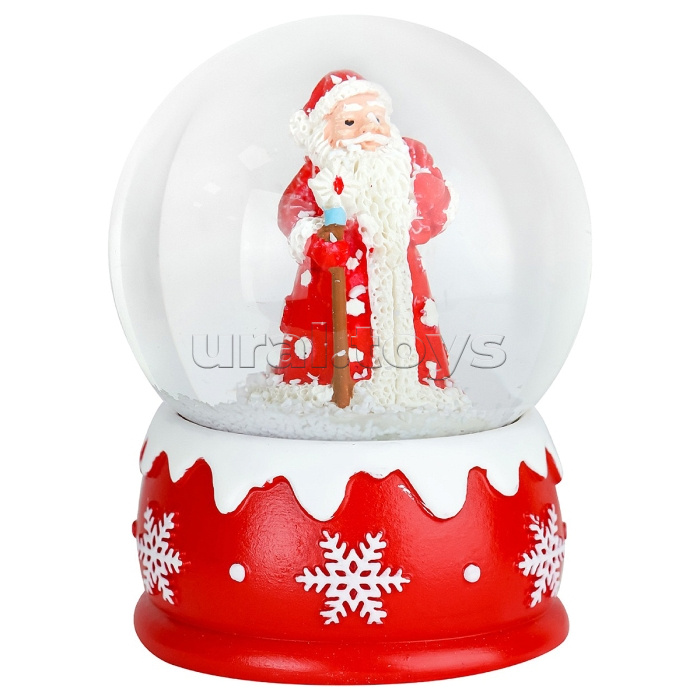 Новогодний сувенир Снежный шар "Дедушка Мороз с мешочком", 6*9,5 см, d=6,5см