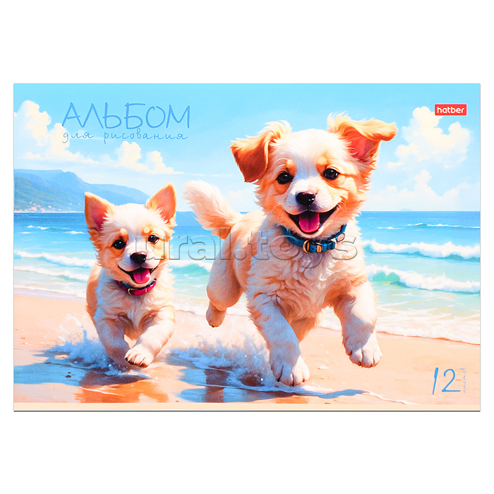 Альбом для рисования 12л "Пушистое счастье" А4 на скобе 5 диз. в блоке