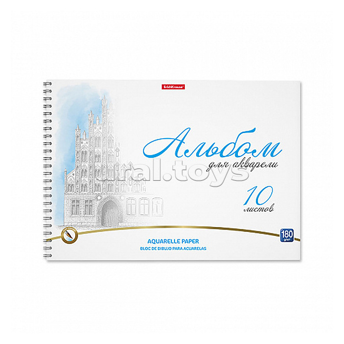 Альбом для рисования 10л. с бумагой для акварели на спирали Towers, А4