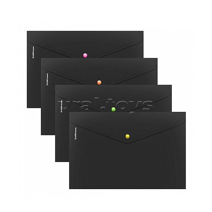 Папка-конверт на кнопке пластиковая Matt Accent, с неоновой кнопкой, A4