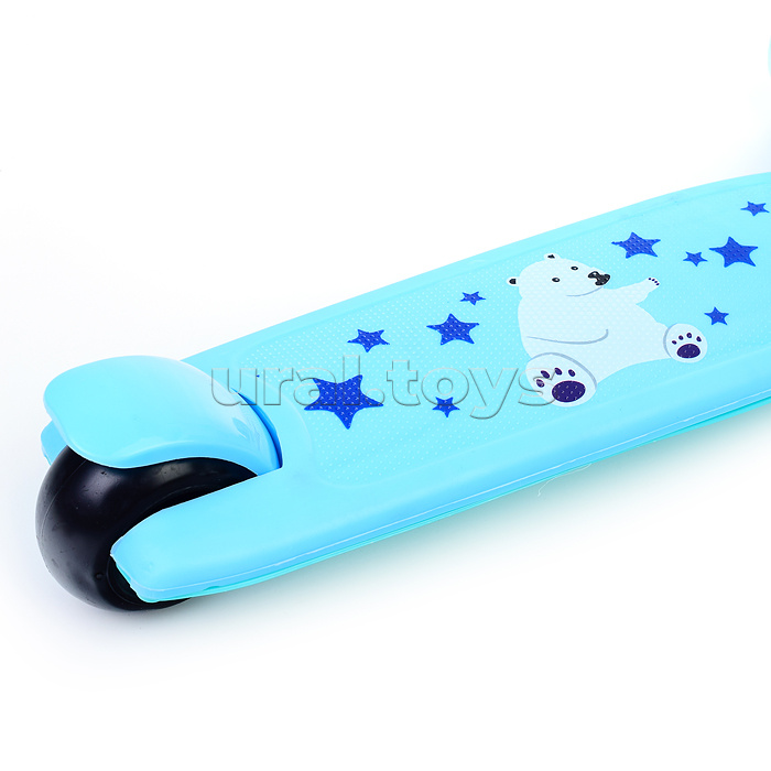 Самокат 3-х кол., голубой, PU, ABEC 7, в коробке