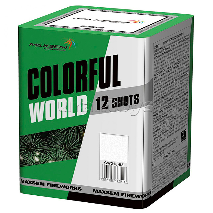
Батарея салютов "Colorful World" (0,8" х 12 залп.) * в кор. 36 шт. (зелёная этикетка)