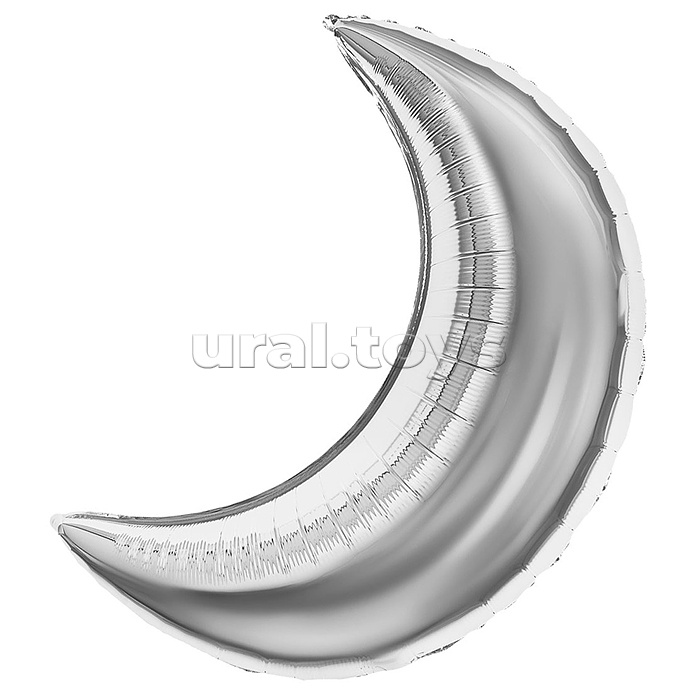 Шар (28''/71 см) Фигура, Полумесяц, Серебро, 1 шт. в уп.