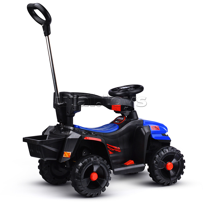 Квадроцикл "Муви" с родительской ручкой, на аккумуляторе 6,5V. синий