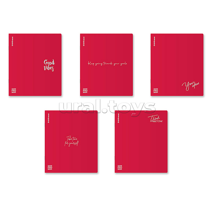 Тетрадь 48л. А5, клетка, с пластиковой обложкой на скобе CoverProBook Words, красный