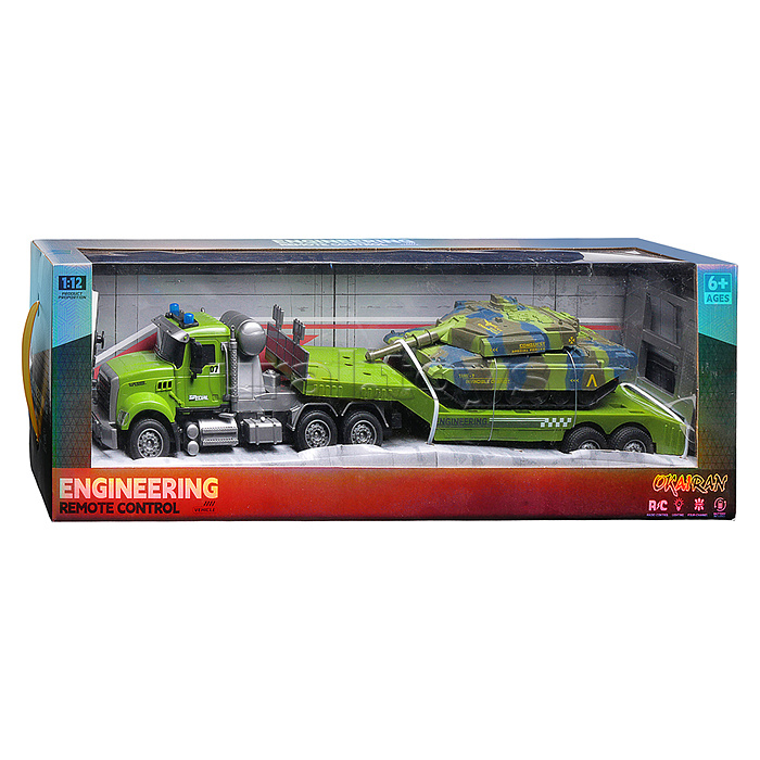 Машина "Военный грузовик" с танком р/у 27 MHz, в коробке