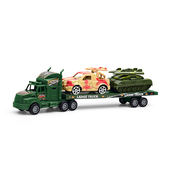Автовоз "Военный" с танком и машиной, под колпаком
