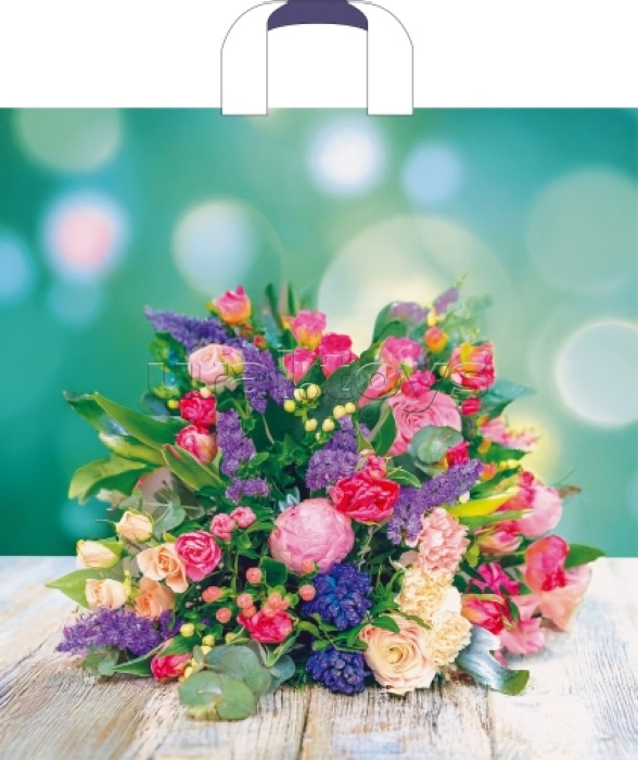 Пакет ПЭ с петлевой ручкой 45x45+3см "Цветочная композиция"