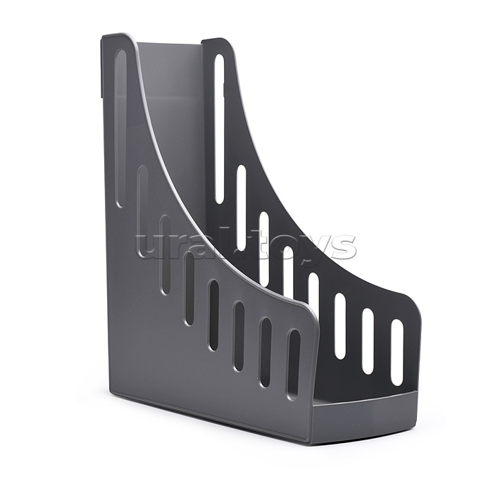 Вертикальный накопитель "Brief" размер 10x25x28,5 см, увеличенная вместимость, окошко для информационной этикетки, непрозрачный серый