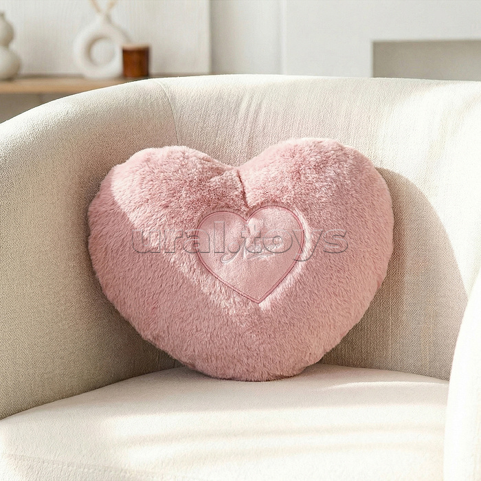 Подушка Сердце т.пудровая (с сердцем) 30х23 см