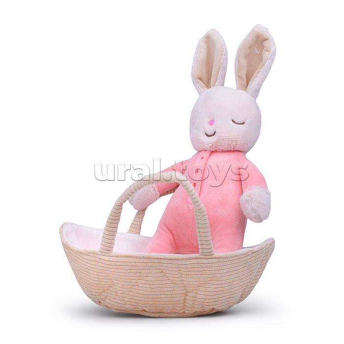 Мягкая игрушка "Заяц в корзинке" 25 см.