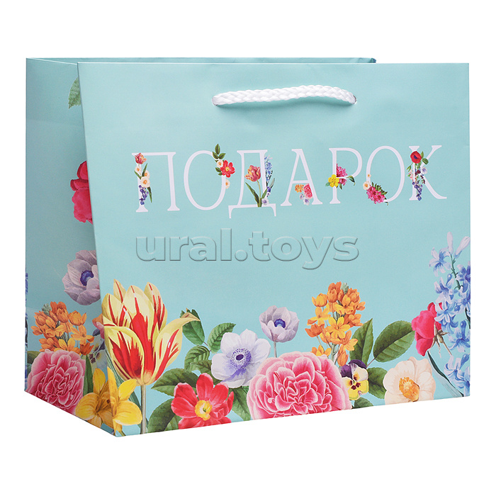 Пакет бумажный подарочный 23х18х10см "Ассорти. Цветы"