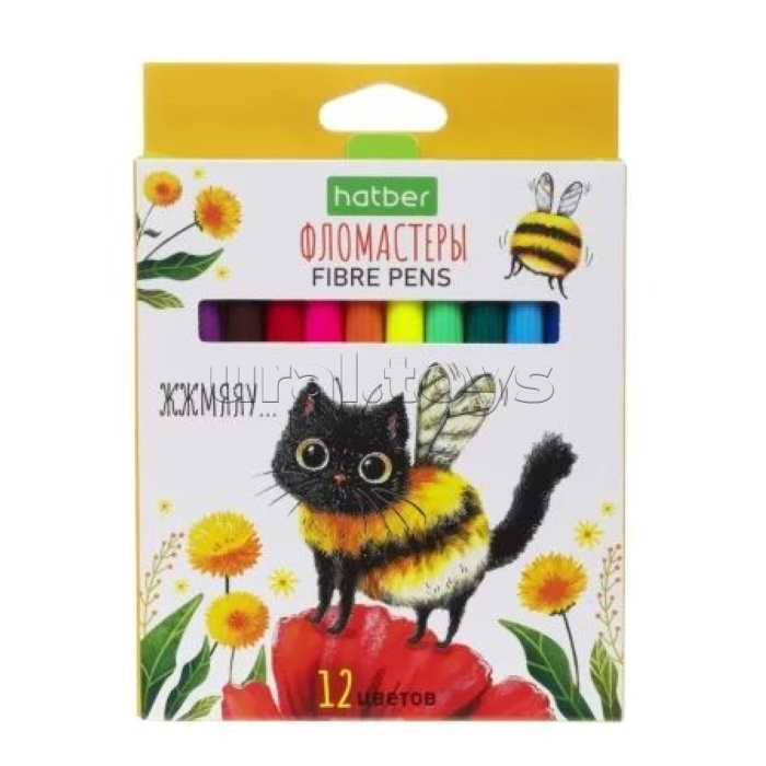 Фломастеры "ECO" 12 цв. "Жж-мяу" в картонной коробке с европодвесом