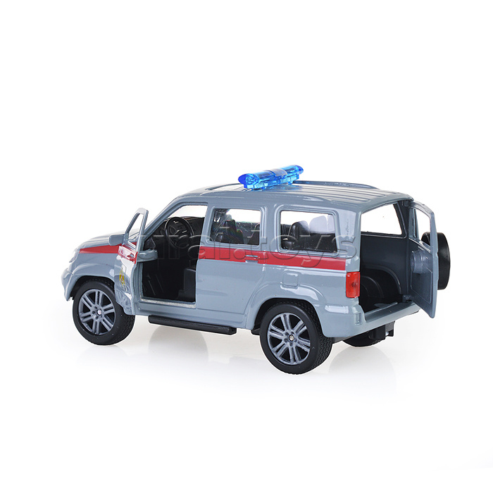 Машина металл UAZ Patriot Росгвардия, 12 см, дв., багаж., инерц., коробке