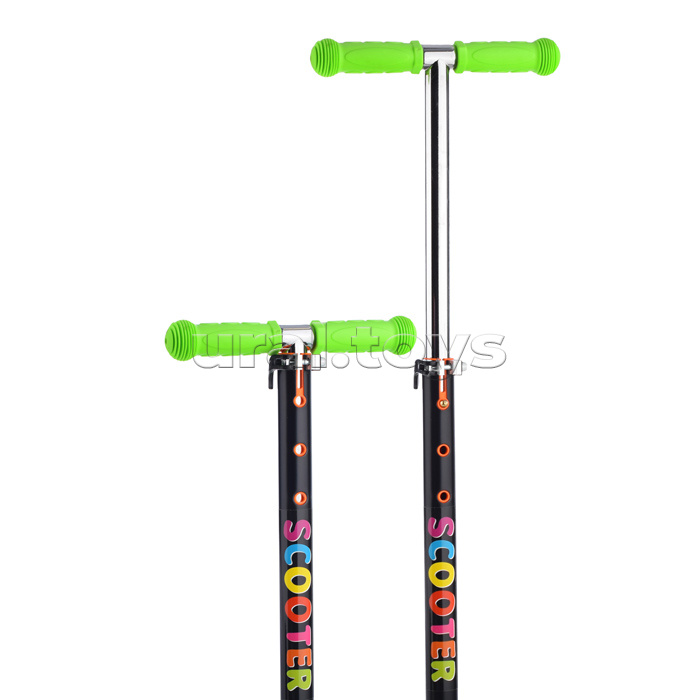 Самокат 3-х кол., зелёный, светящиеся колёса, PU, ABEC 7, в коробке