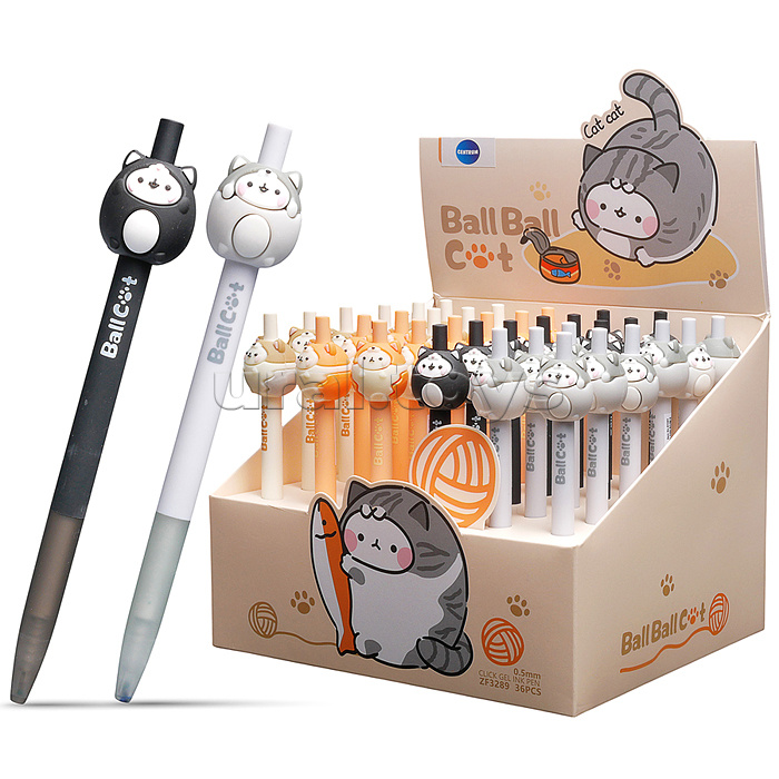 Ручка гелевая автоматическая "Коты" синяя, 0,5 мм, в дисплее