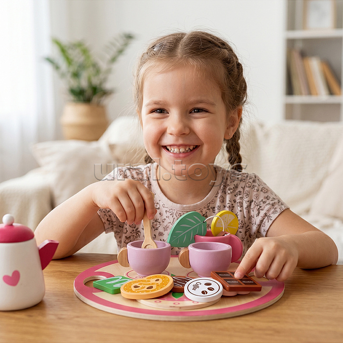 Набор посуды "Чайный набор Бело-Розовый"