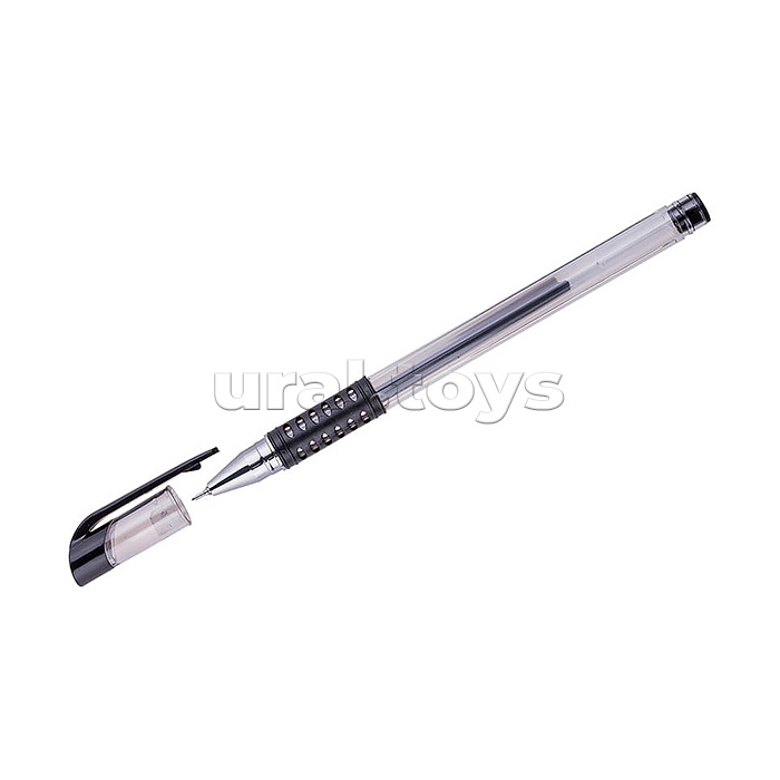 Ручка гелевая черная, 0,5мм, грип, игольчатый стержень