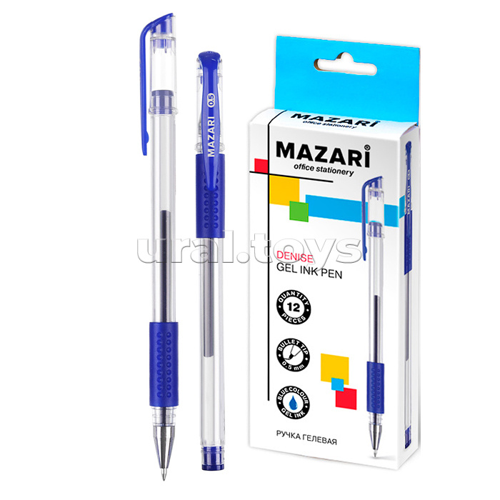 Ручка гелевая, синяя, пулевидный пиш.узел 0.5мм, корпус пластиковый сменный стержень