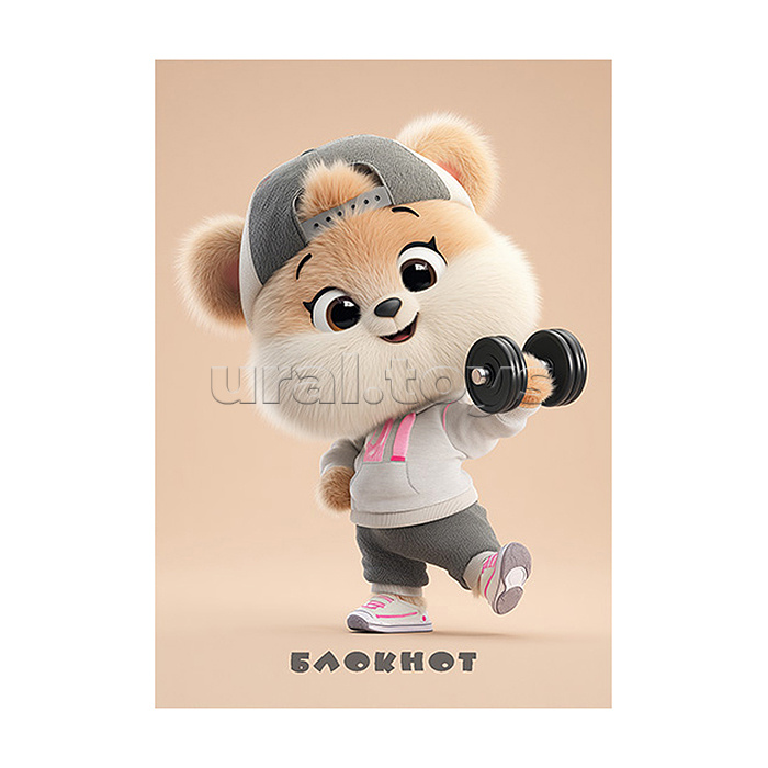 Блокнот А6 48л. клетка "Медвежонок-cпортсмен" на гребне