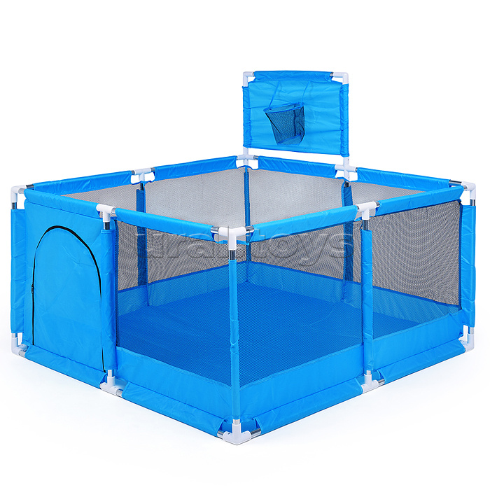 Манеж детский квадратный с баскетбольным кольцом (128*128*65) цвет синий