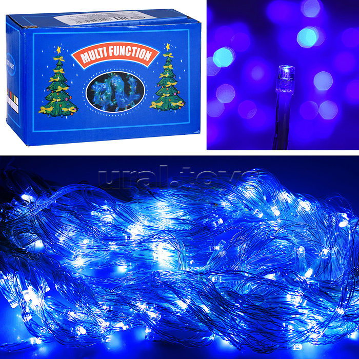Электрогирлянда-занавес, светодиодная 3*0,7м, 96 ламп. светло-голубой