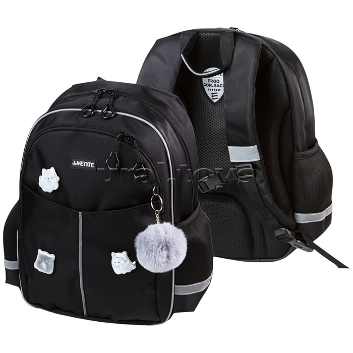 Рюкзак "Lifestyle. Ghost Meow" школьный 37x28x16 см (16 л) 500 г, плотный износостойкий полиэстер с водоотталкивающей пропиткой и rip-stop, 2 отделения на молнии (одно с уплотненным отделением для ноутбука до 15 дюймов и книг и карманом для учебников, вто