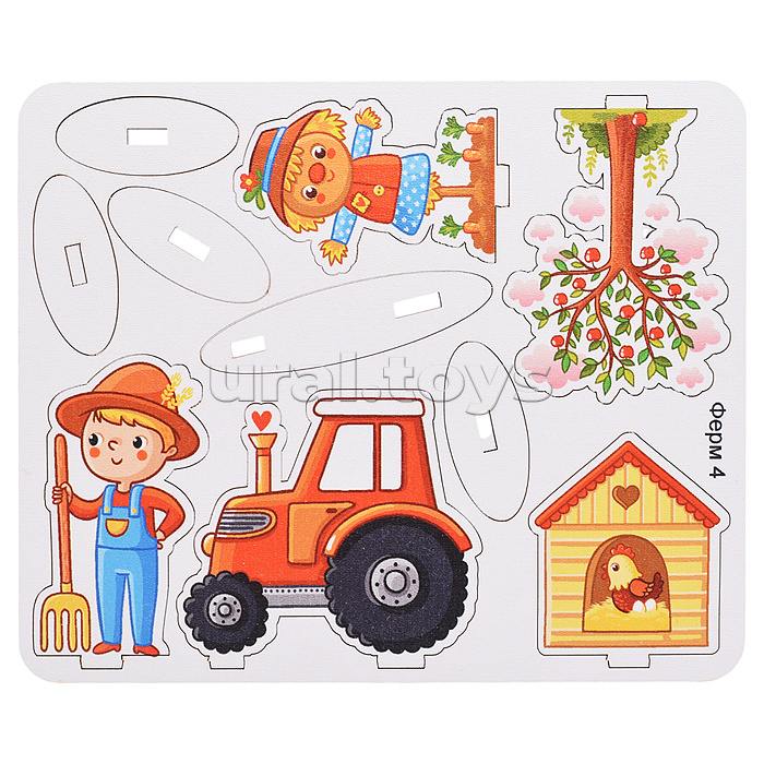 Игровой набор "Ферма" (дерево) крафтовая коробка