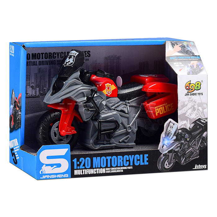 Мотоцикл "Полицейский байк" 1:20 (свет, звук) в коробке (цвет красный)