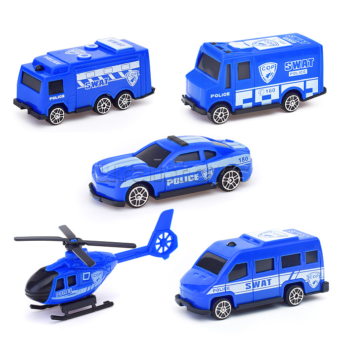 Набор машин "Городская полиция" с вертолетом, в пакете