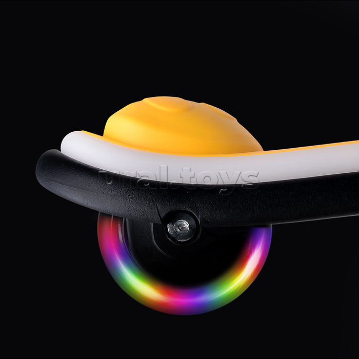 Самокат трёхколёсный ROCKET светящиеся колеса PU, дека, рулевая стойка, цвет жёлто-чёрный