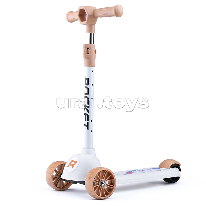 Самокат 3-х колесный ROCKET, белый