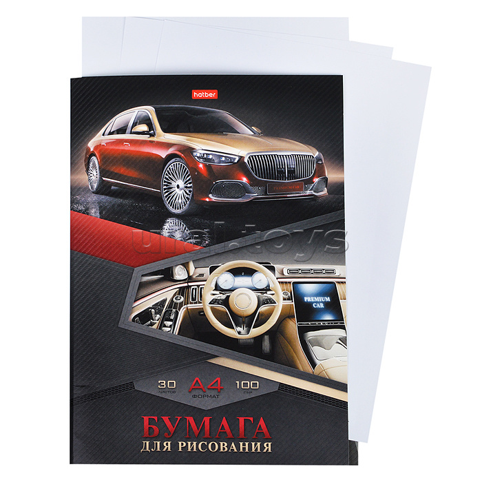 Набор бумаги для рисования 30л А4ф 100г/кв.м в папке тиснение "Premium car"