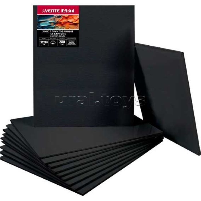 Холст на картоне 30x40 см грунтованный "ART" 100% хлопок 280 г/м², мелкое зерно, цвет черный, термоусадочная пленка