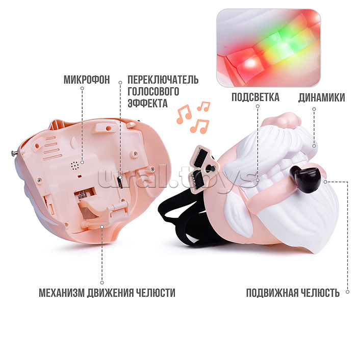 Маска "Дедушка" со светом и устройством для изменения голоса, USB, в коробке