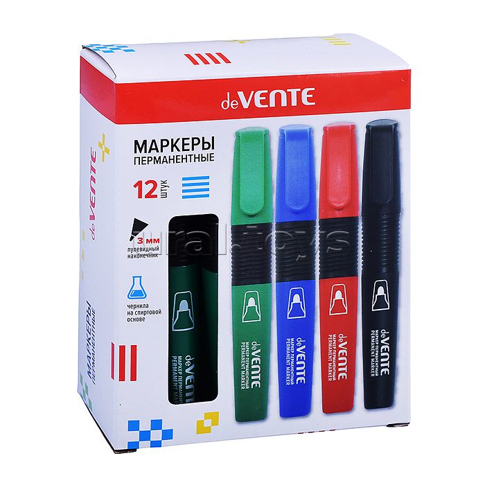 Маркер перманентный круглый корпус с каучуковыми вставками, пулевидный наконечник, ширина линии 3 мм, зеленый