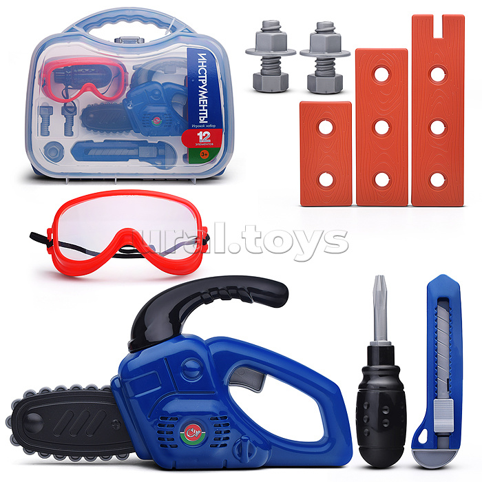 Набор инструментов №60 (12 элементов) (синий) (в чемоданчике большом)