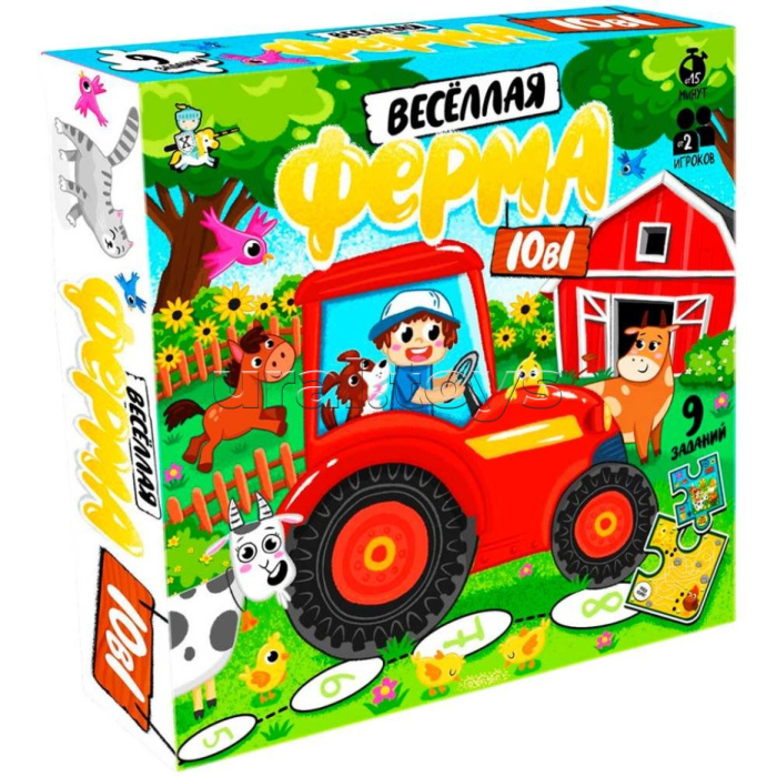Игра настольная "Весёлая ферма 10 в 1"