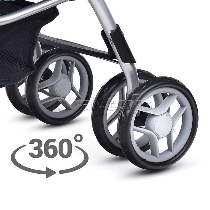 Коляска для кукол, металлическая, складная,с сумкой-корзиной для мамы,цвет листья на тёмно синем