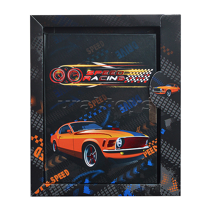 Блокнот 48 л., 15х18 см "Машинки" с замочком, линованный внутренний блок