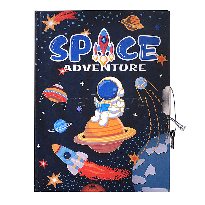 Подарочный блокнот в футляре, 20 см * 22,5 см, ручка, линия, 50 л., "Космос, приключения", розовый