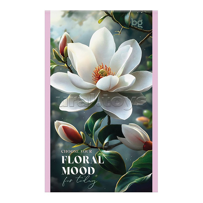 Блокнот А6 32л., на скрепке "Floral mood", блестки