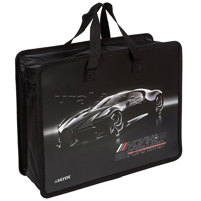 
Папка для тетрадей, ИЗО и технологии "Luxury Car" A4 (33,5x26x10 см) с текстильным расширением 10 см, на молнии сверху, пластик 400 мкм, текстильные ручки, в пластиковом пакете