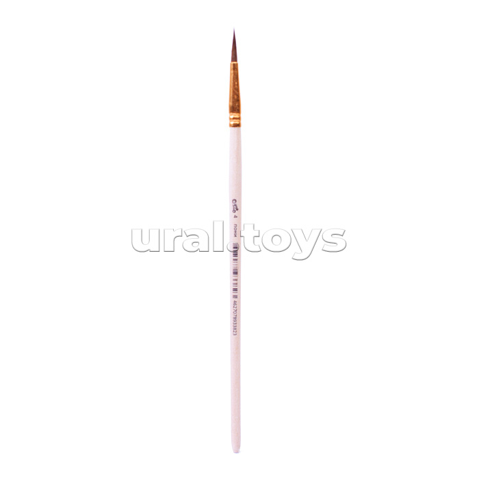 Кисть живописная "Cosmo" пони № 04 круглая, индивидуальная маркировка, деревянная ручка