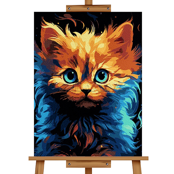 Картина по номерам "Лохматый котенок" 30*20 см.